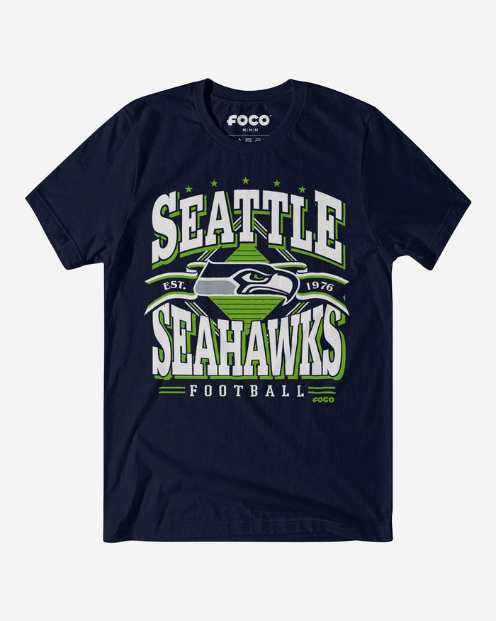 Seattle Seahawks Established Banner T-Shirt FOCO Navy S - FOCO.com