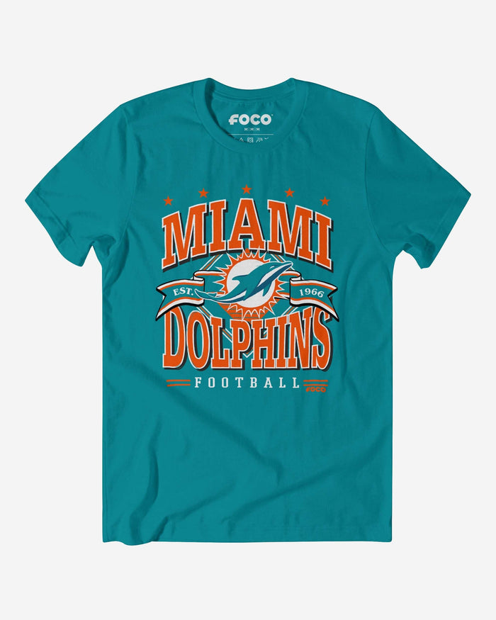 Miami Dolphins Established Banner T-Shirt FOCO Team Aqua S - FOCO.com