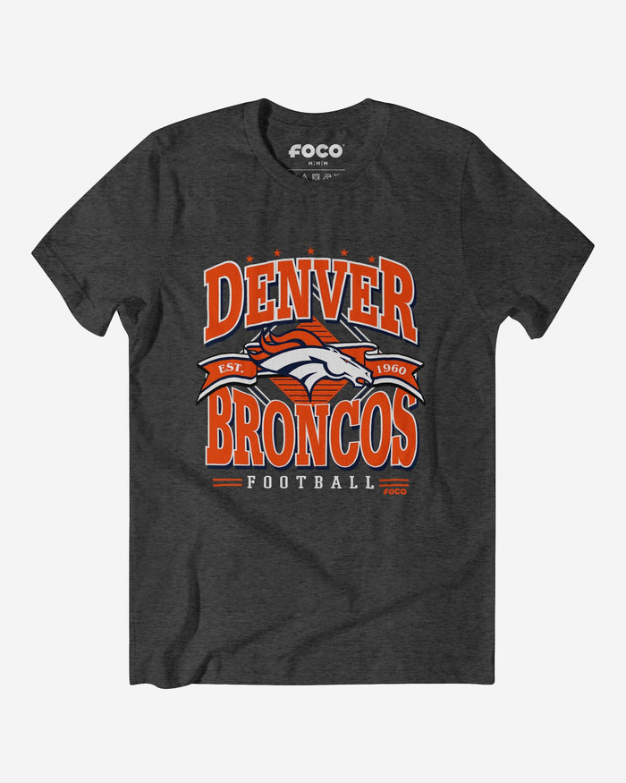Denver Broncos Established Banner T-Shirt FOCO Dark Grey Heather S - FOCO.com