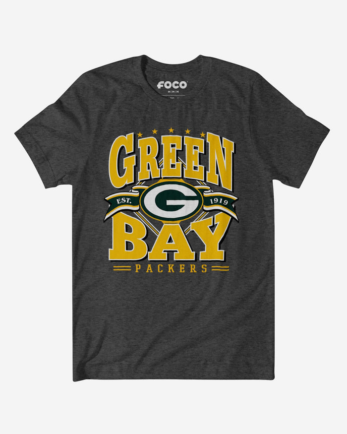 Green Bay Packers Established Banner T-Shirt FOCO Dark Grey Heather S - FOCO.com