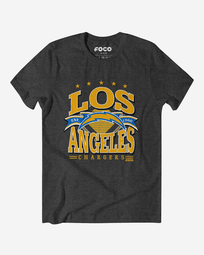 Los Angeles Chargers Established Banner T-Shirt FOCO Dark Grey Heather S - FOCO.com