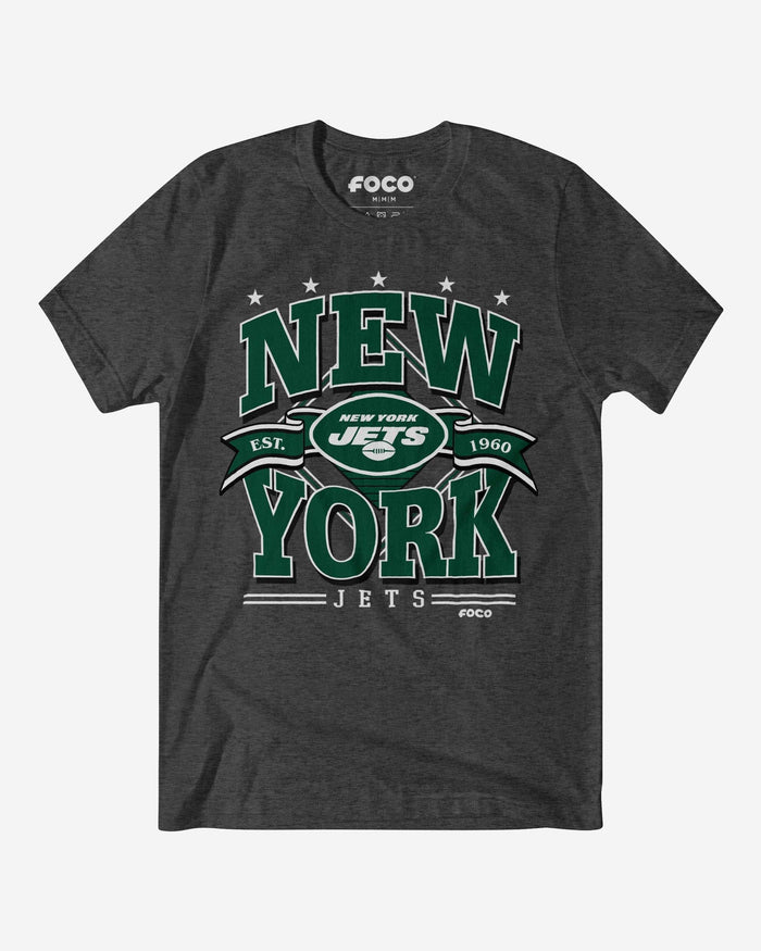 New York Jets Established Banner T-Shirt FOCO Dark Grey Heather S - FOCO.com