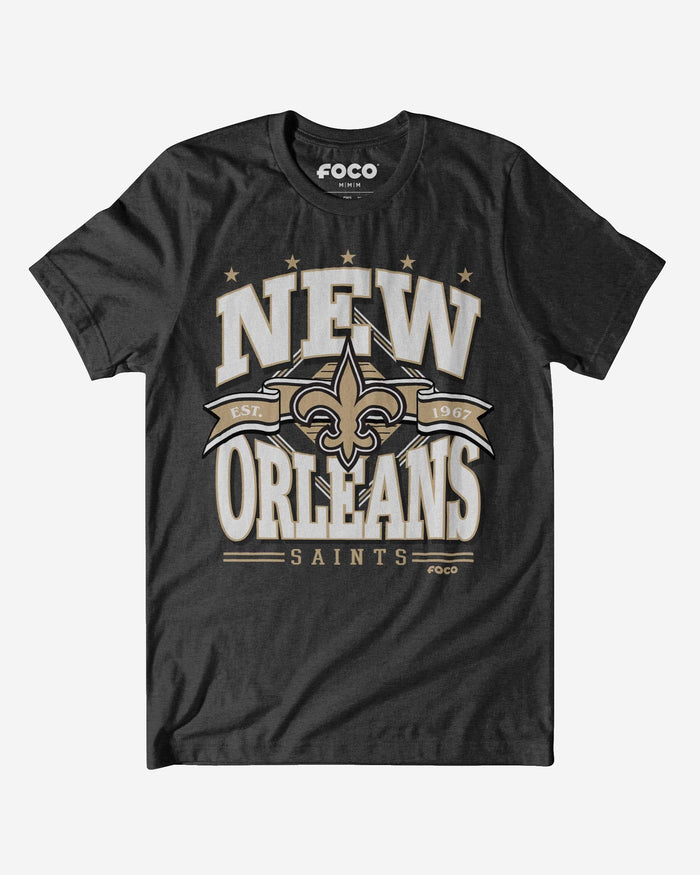 New Orleans Saints Established Banner T-Shirt FOCO Dark Grey Heather S - FOCO.com
