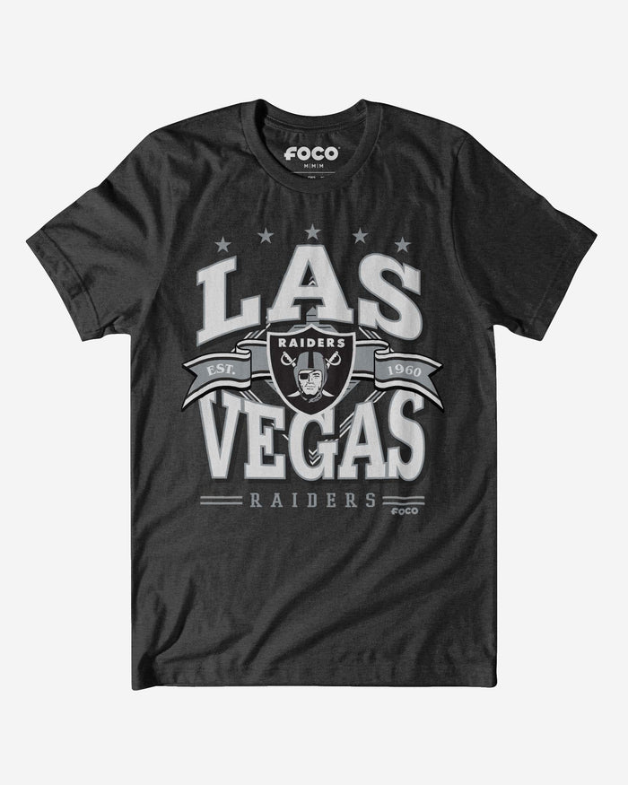 Las Vegas Raiders Established Banner T-Shirt FOCO Dark Grey Heather S - FOCO.com