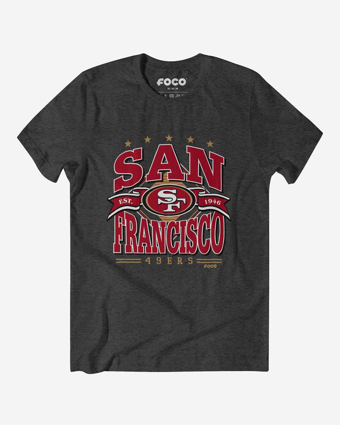 San Francisco 49ers Established Banner T-Shirt FOCO Dark Grey Heather S - FOCO.com
