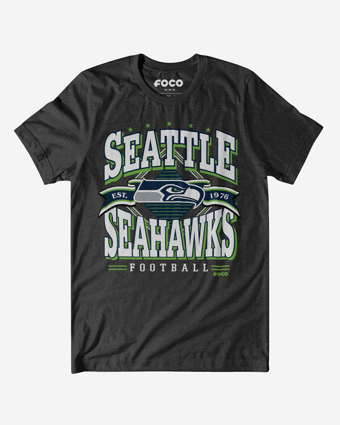 Seattle Seahawks Established Banner T-Shirt FOCO Dark Grey Heather S - FOCO.com