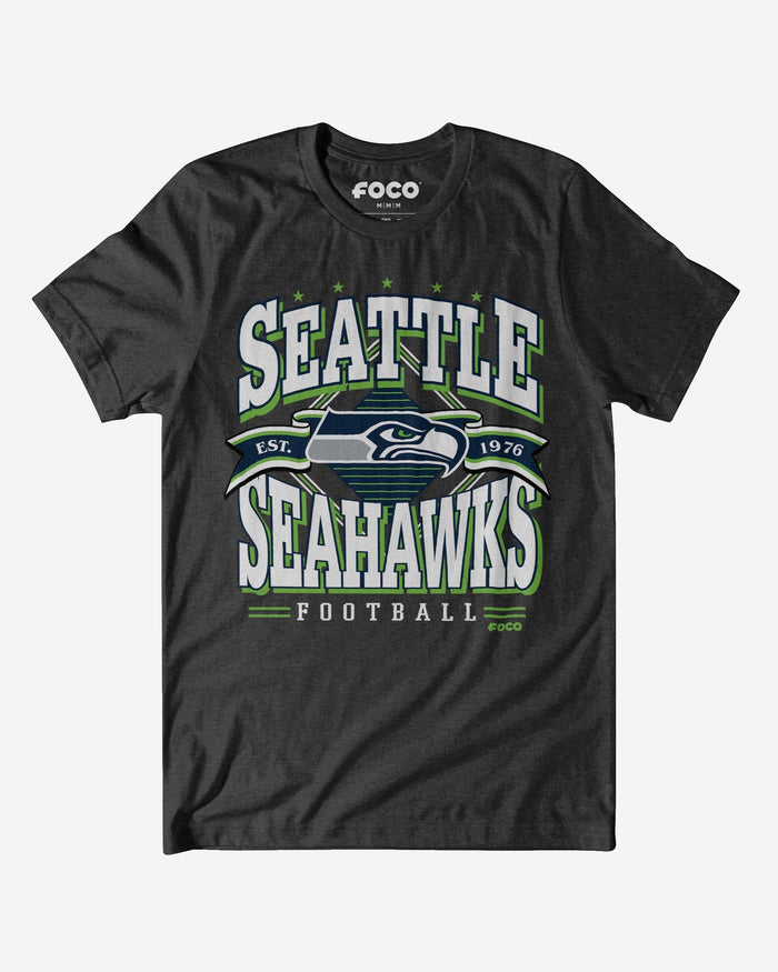 Junk Food Seattle Seahawks Bold Logo Fan T-Shirt - Unisex Short Sleeve Tee, Size Large