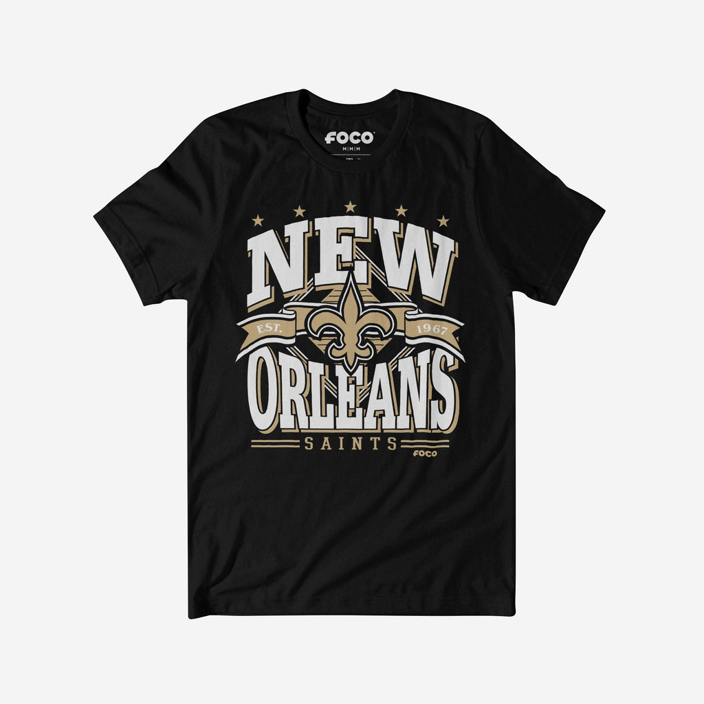 New Orleans Saints Established Banner T-Shirt FOCO Black S - FOCO.com
