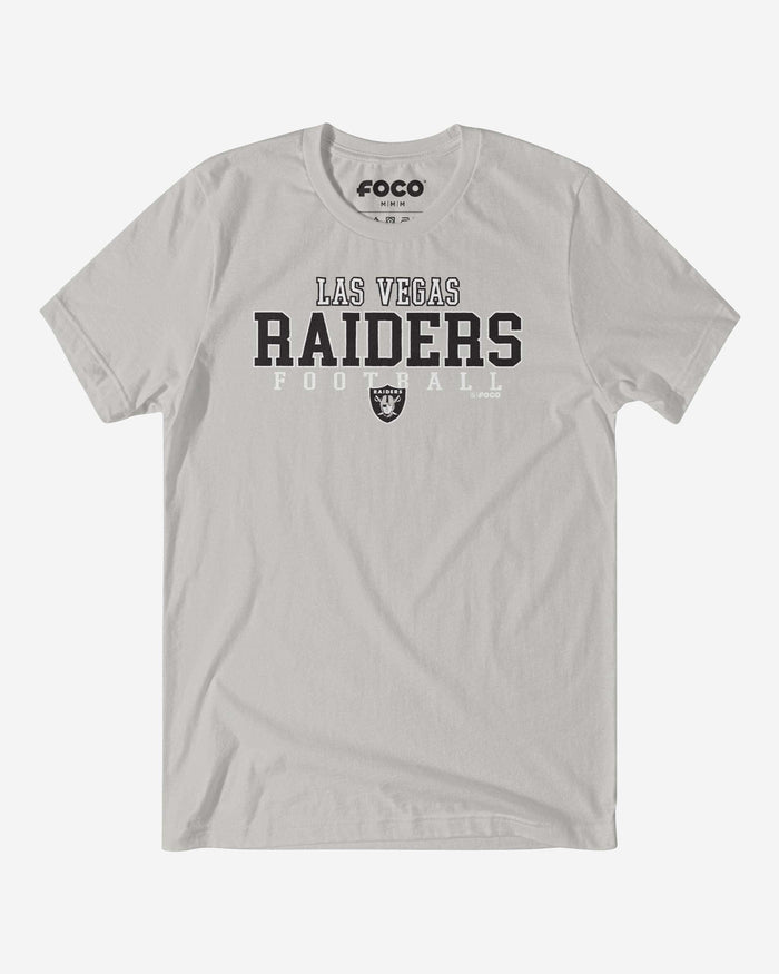 Las Vegas Raiders Football Wordmark T-Shirt FOCO Silver S - FOCO.com