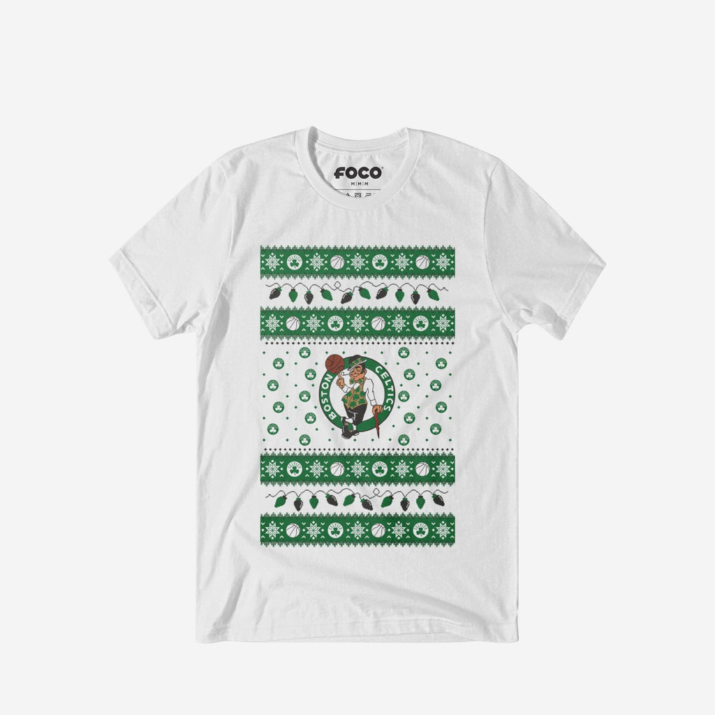 Boston Celtics Holiday Lights Sweater T-Shirt FOCO S - FOCO.com