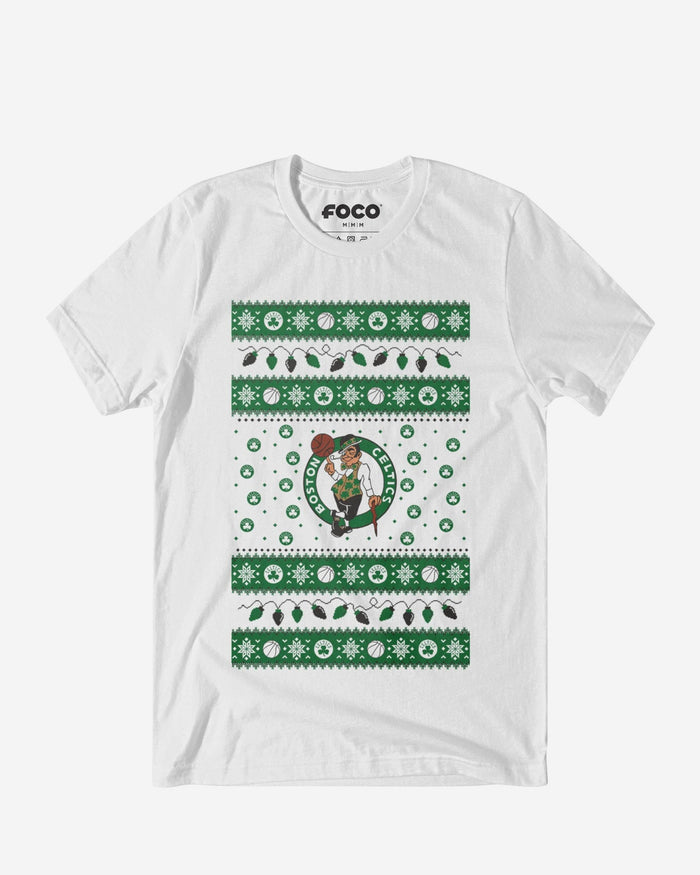 Boston Celtics Holiday Lights Sweater T-Shirt FOCO S - FOCO.com