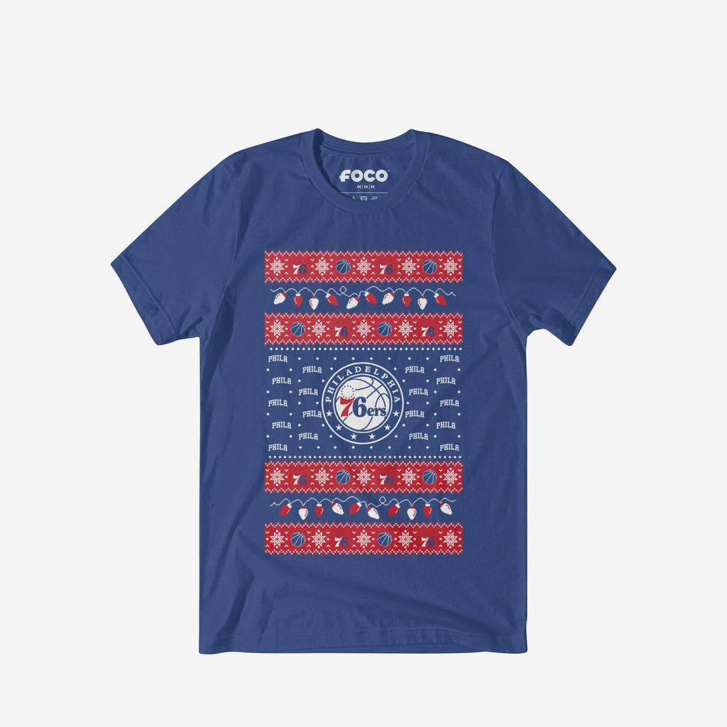 Philadelphia 76ers Holiday Lights Sweater T-Shirt FOCO S - FOCO.com