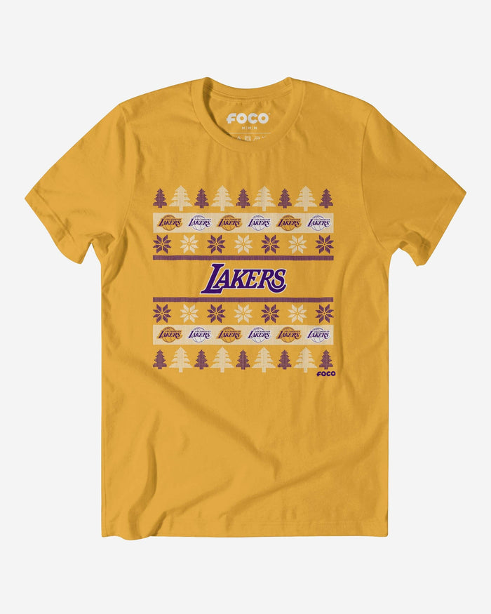 Los Angeles Lakers Holiday Sweater T-Shirt FOCO Yellow S - FOCO.com