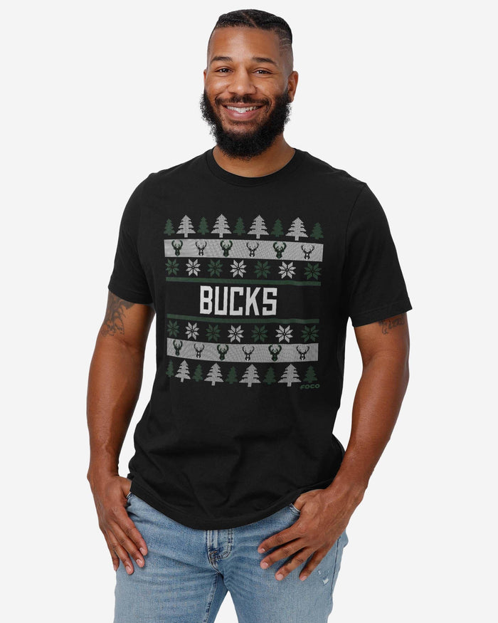 Milwaukee Bucks Holiday Sweater T-Shirt FOCO - FOCO.com