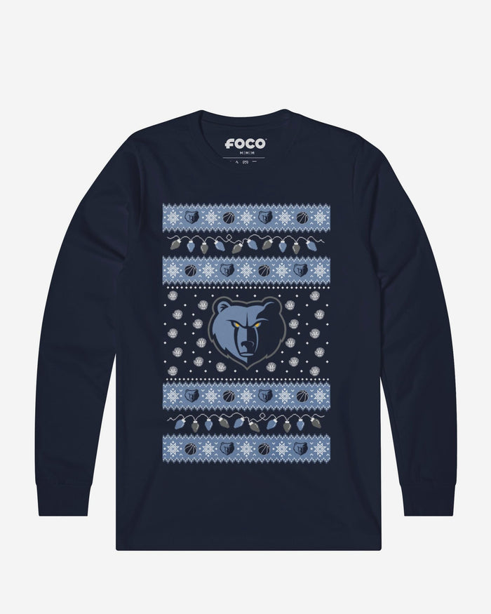 Memphis Grizzlies Holiday Lights Sweater Long Sleeve T-Shirt FOCO S - FOCO.com