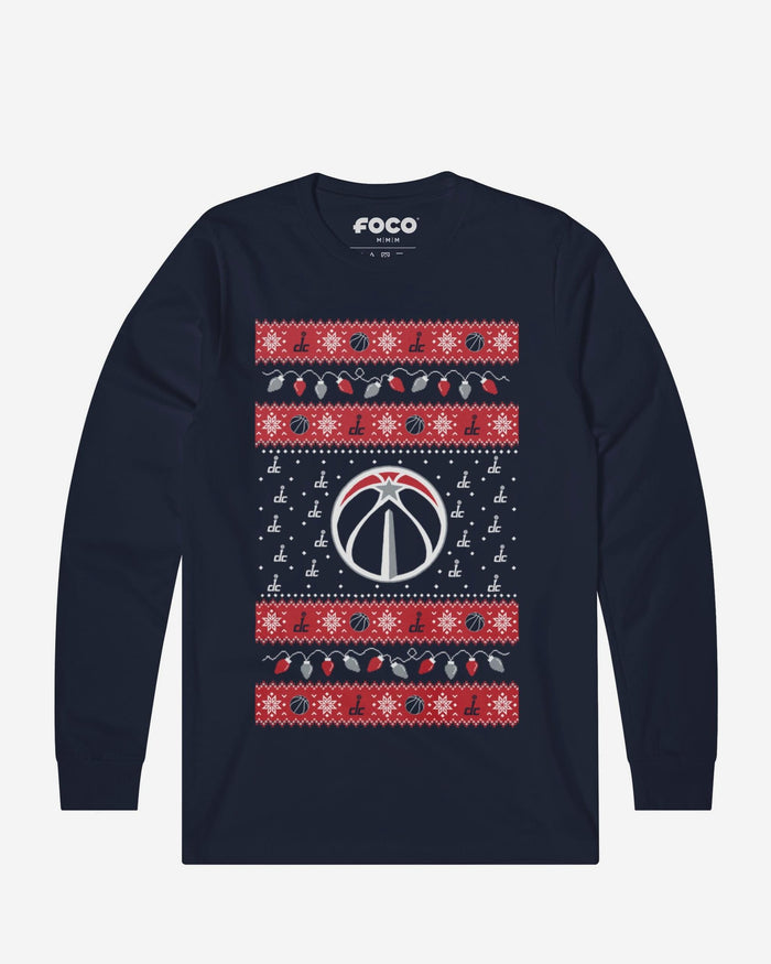 Washington Wizards Holiday Lights Sweater Long Sleeve T-Shirt FOCO S - FOCO.com