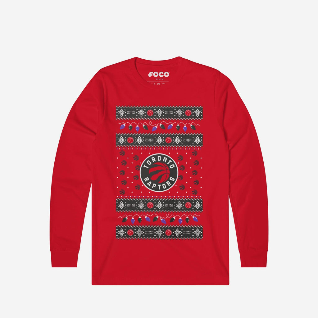 Toronto Raptors Holiday Lights Sweater Long Sleeve T-Shirt FOCO S - FOCO.com