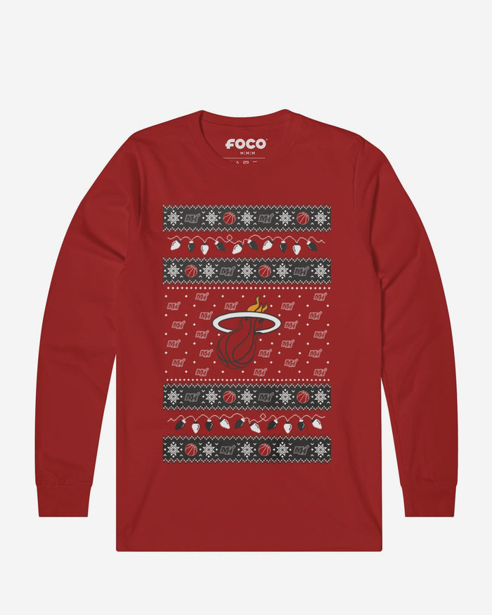Miami Heat Holiday Lights Sweater Long Sleeve T-Shirt FOCO S - FOCO.com