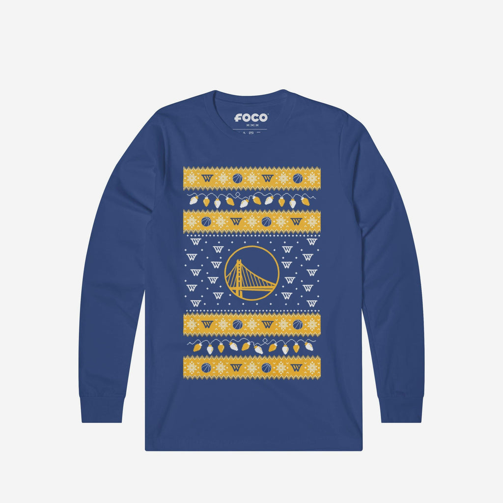 Golden State Warriors Holiday Lights Sweater Long Sleeve T-Shirt FOCO S - FOCO.com