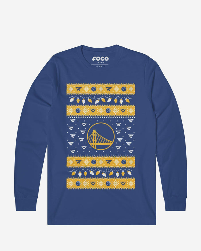 Golden State Warriors Holiday Lights Sweater Long Sleeve T-Shirt FOCO S - FOCO.com