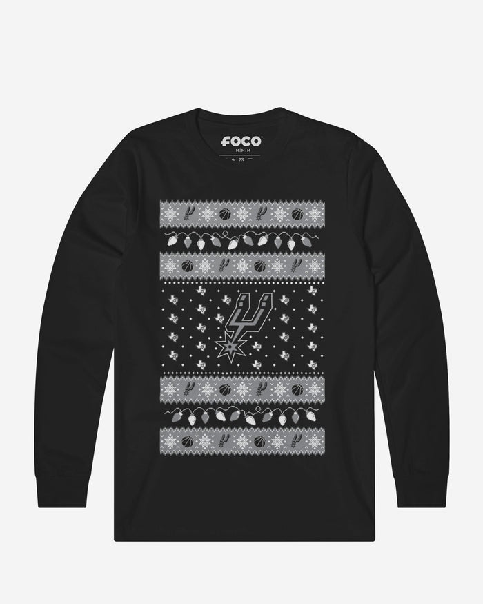 San Antonio Spurs Holiday Lights Sweater Long Sleeve T-Shirt FOCO S - FOCO.com