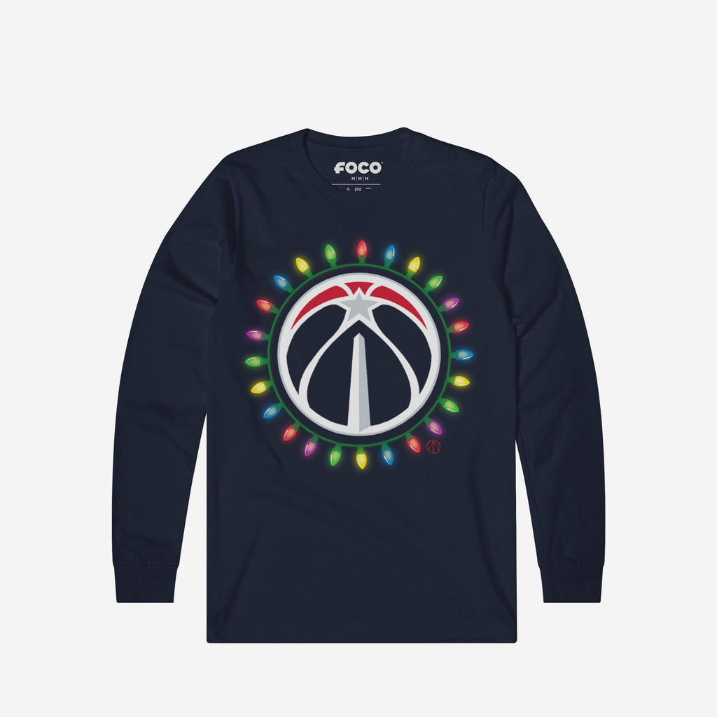 Washington Wizards Primary Logo Holiday Lights Long Sleeve T-Shirt FOCO S - FOCO.com