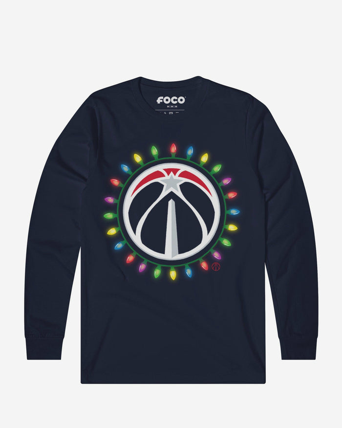 Washington Wizards Primary Logo Holiday Lights Long Sleeve T-Shirt FOCO S - FOCO.com