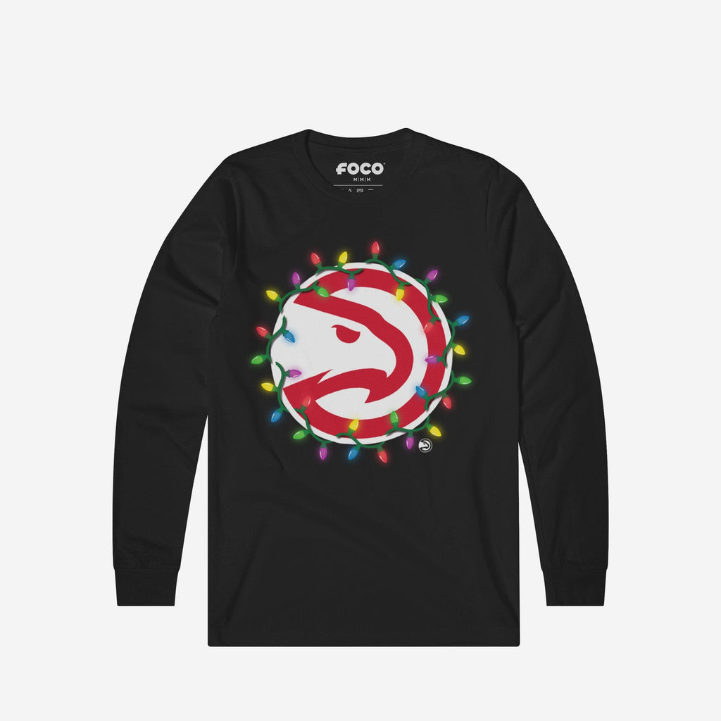 Atlanta Hawks Primary Logo Holiday Lights Long Sleeve T-Shirt FOCO S - FOCO.com
