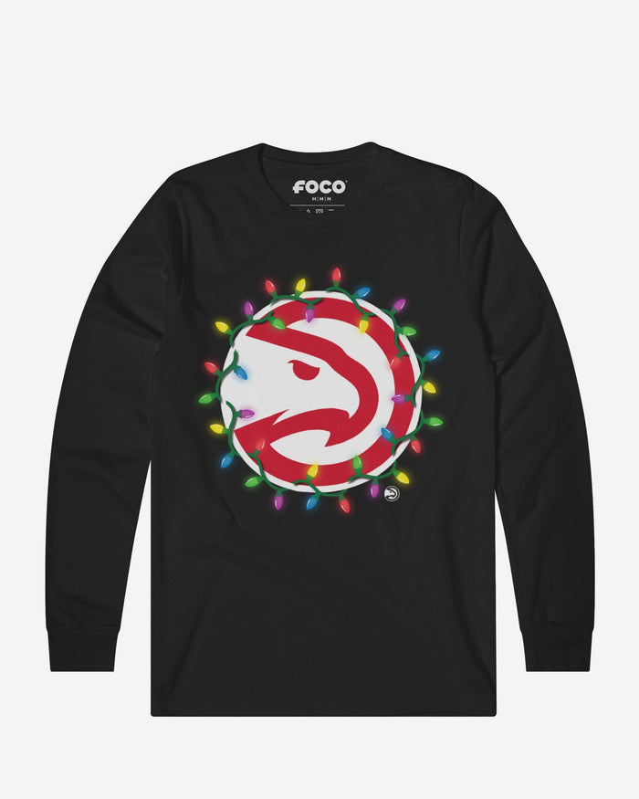 Atlanta Hawks Primary Logo Holiday Lights Long Sleeve T-Shirt FOCO S - FOCO.com