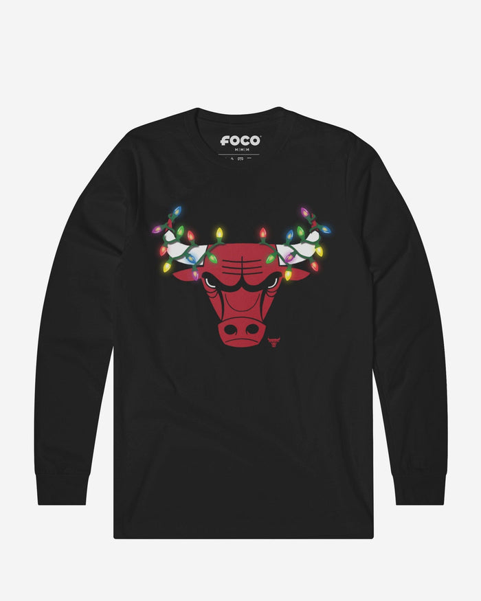 Chicago Bulls Primary Logo Holiday Lights Long Sleeve T-Shirt FOCO S - FOCO.com