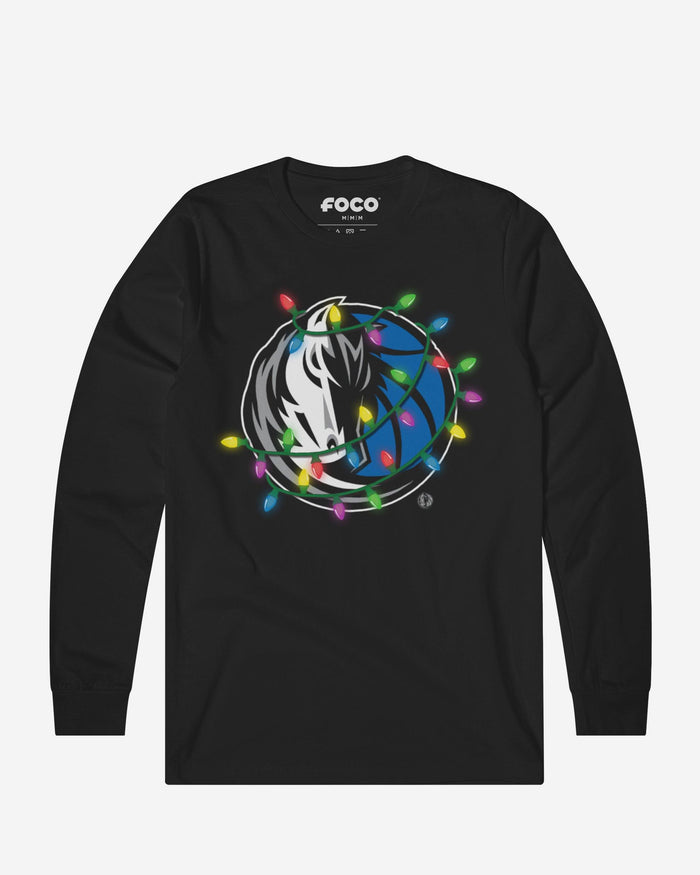 Dallas Mavericks Primary Logo Holiday Lights Long Sleeve T-Shirt FOCO S - FOCO.com