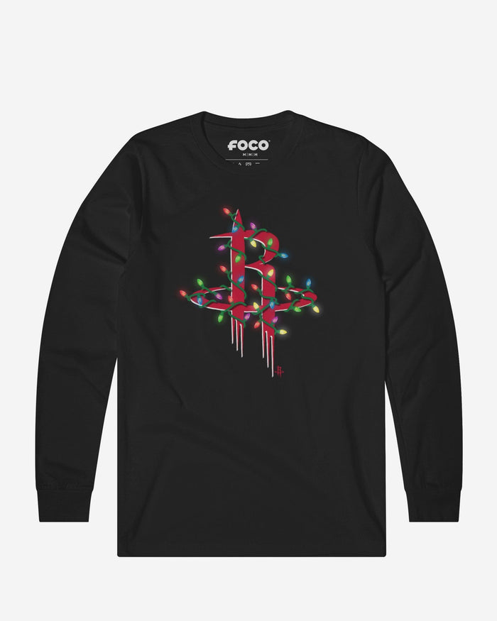 Houston Rockets Primary Logo Holiday Lights Long Sleeve T-Shirt FOCO S - FOCO.com