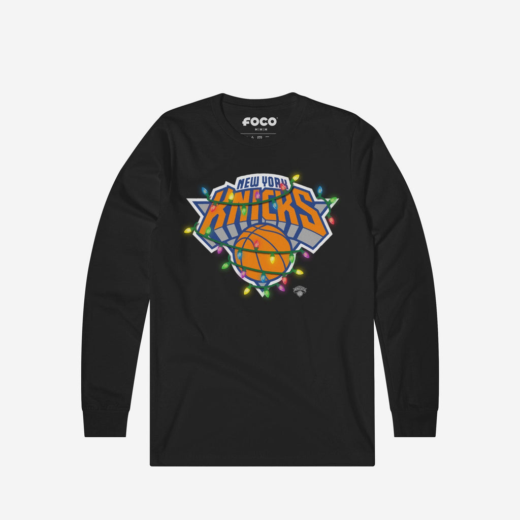 New York Knicks Primary Logo Holiday Lights Long Sleeve T-Shirt FOCO S - FOCO.com