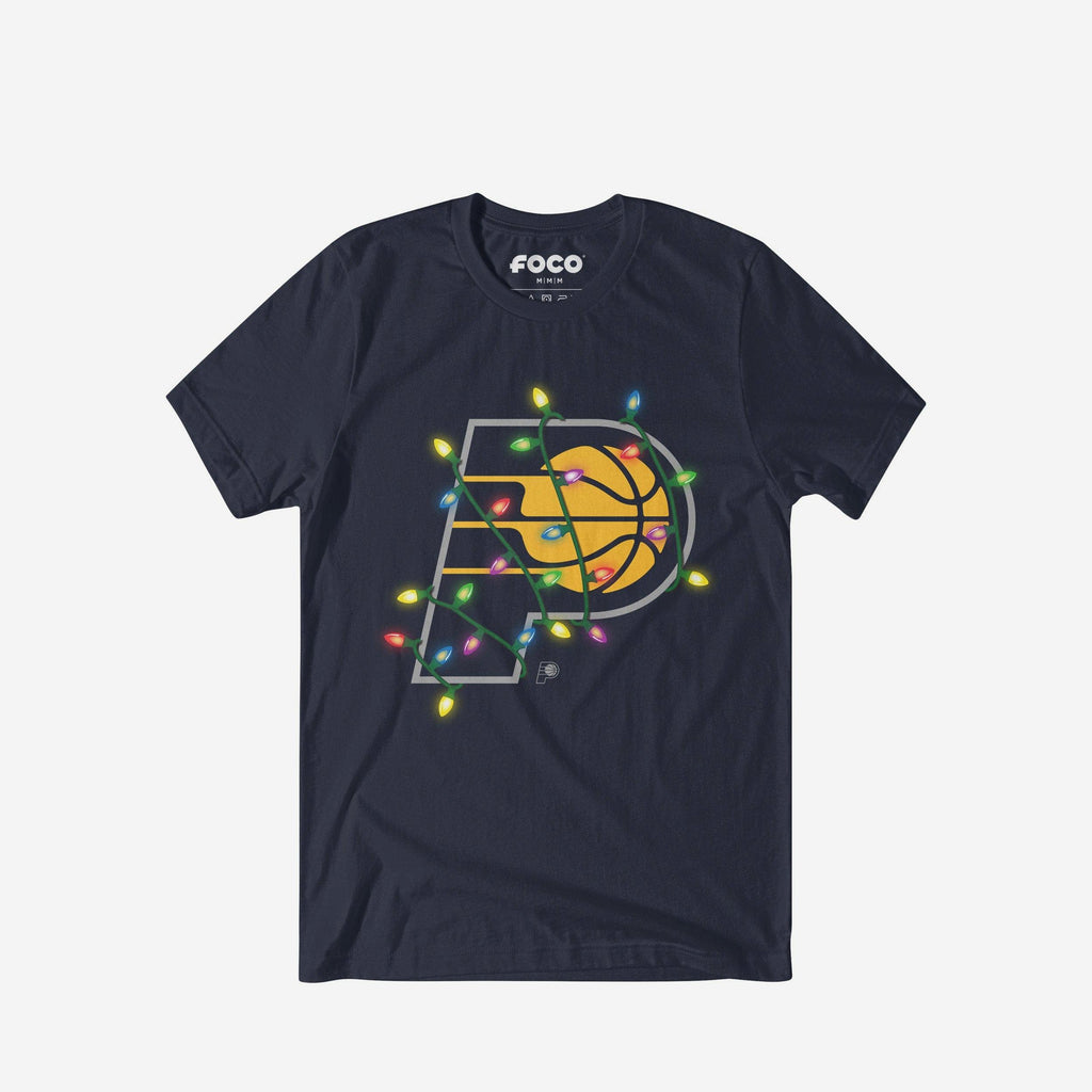 Indiana Pacers Primary Logo Holiday Lights T-Shirt FOCO S - FOCO.com