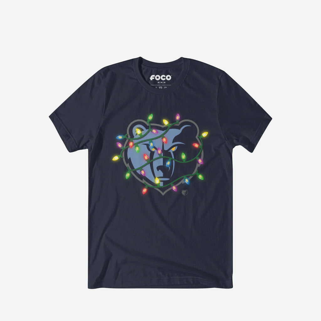 Memphis Grizzlies Primary Logo Holiday Lights T-Shirt FOCO S - FOCO.com
