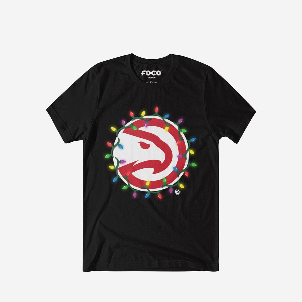 Atlanta Hawks Primary Logo Holiday Lights T-Shirt FOCO S - FOCO.com
