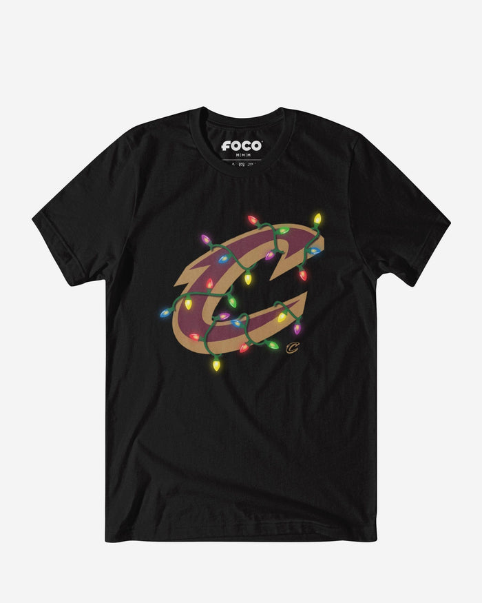 Cleveland Cavaliers Primary Logo Holiday Lights T-Shirt FOCO S - FOCO.com