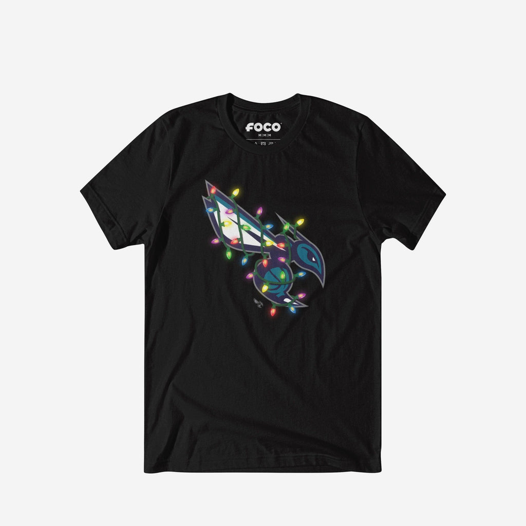 Charlotte Hornets Primary Logo Holiday Lights T-Shirt FOCO S - FOCO.com