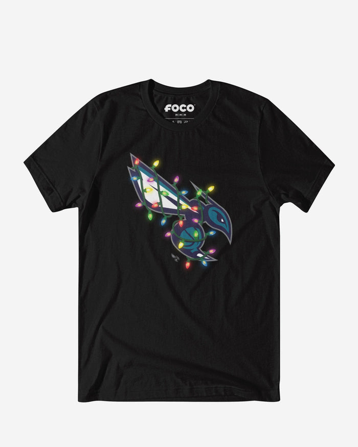 Charlotte Hornets Primary Logo Holiday Lights T-Shirt FOCO S - FOCO.com