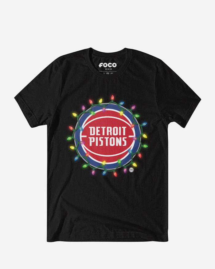 Detroit Pistons Primary Logo Holiday Lights T-Shirt FOCO S - FOCO.com
