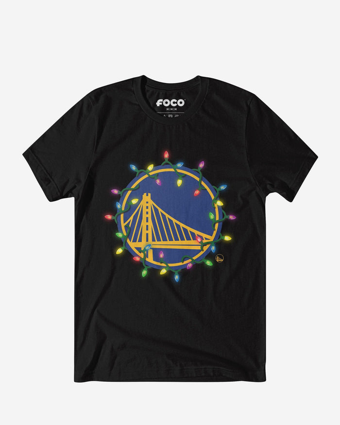 Golden State Warriors Primary Logo Holiday Lights T-Shirt FOCO S - FOCO.com