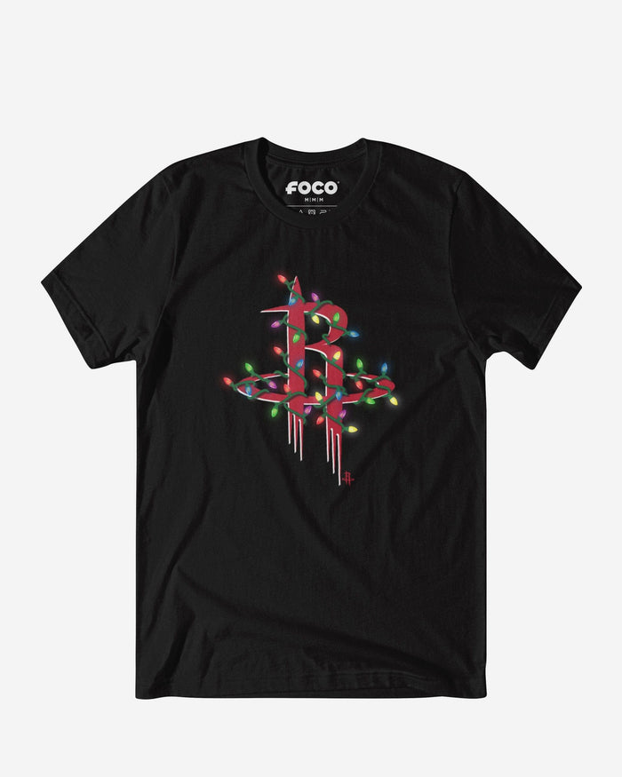 Houston Rockets Primary Logo Holiday Lights T-Shirt FOCO S - FOCO.com