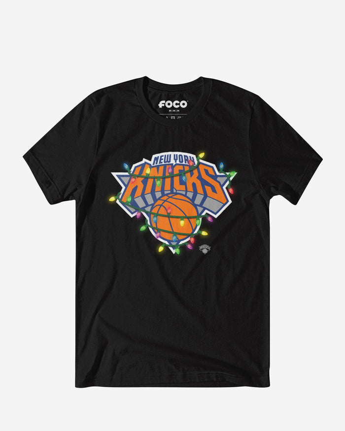 New York Knicks Primary Logo Holiday Lights T-Shirt FOCO S - FOCO.com