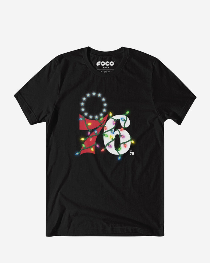 Philadelphia 76ers Primary Logo Holiday Lights T-Shirt FOCO S - FOCO.com