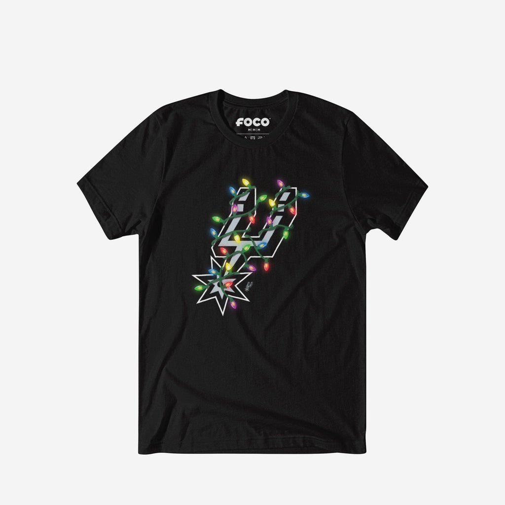 San Antonio Spurs Primary Logo Holiday Lights T-Shirt FOCO S - FOCO.com