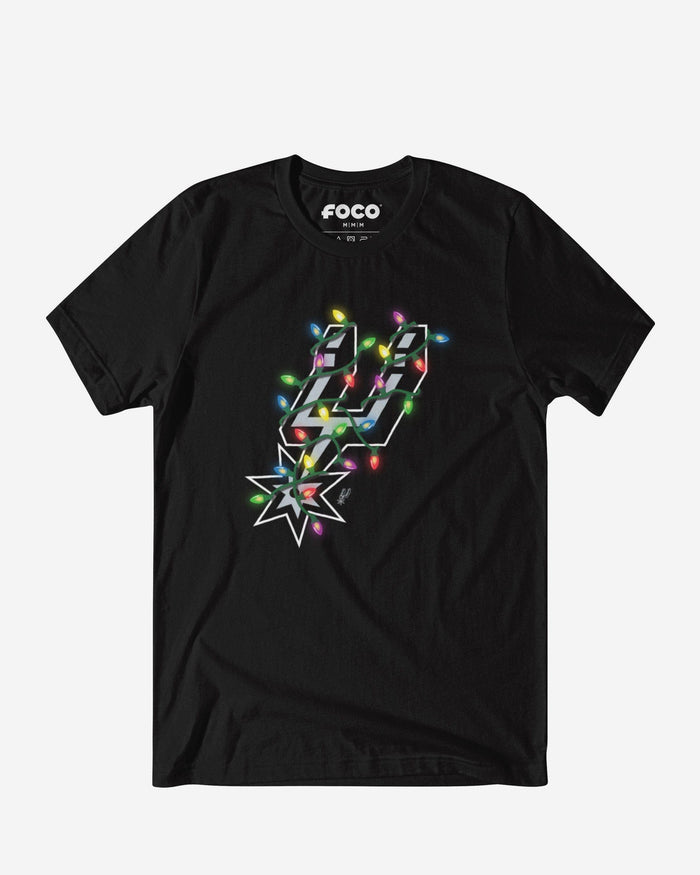 San Antonio Spurs Primary Logo Holiday Lights T-Shirt FOCO S - FOCO.com
