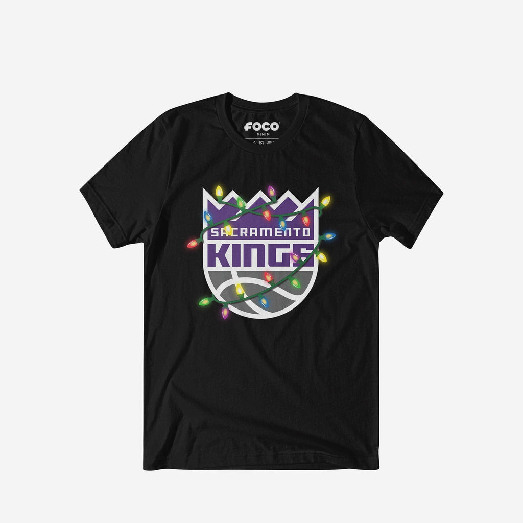 Sacramento Kings Primary Logo Holiday Lights T-Shirt FOCO S - FOCO.com