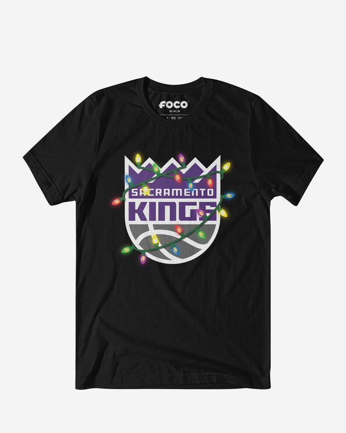 Sacramento Kings Primary Logo Holiday Lights T-Shirt FOCO S - FOCO.com
