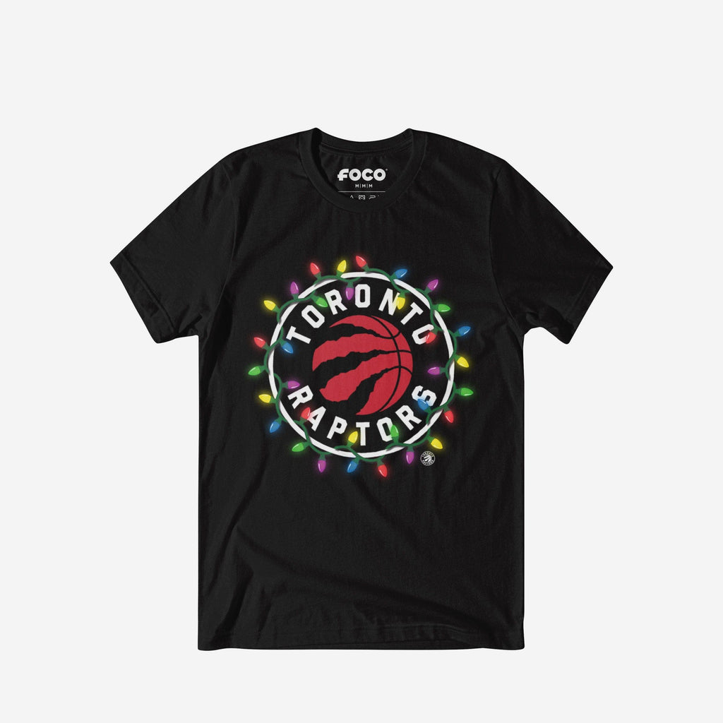Toronto Raptors Primary Logo Holiday Lights T-Shirt FOCO S - FOCO.com