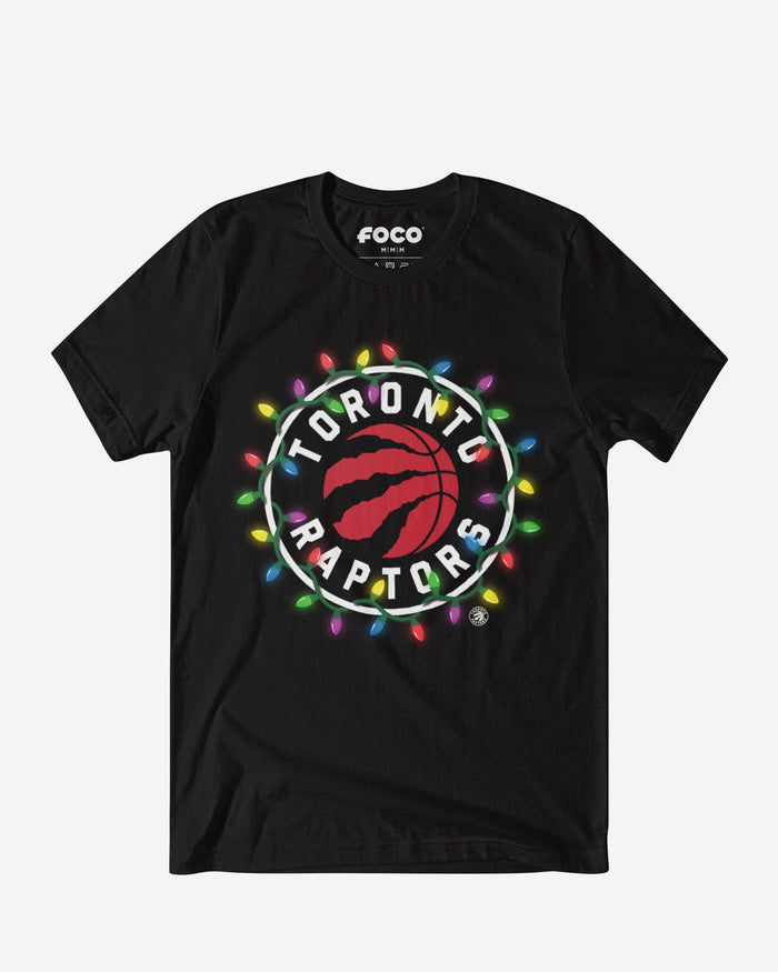 Toronto Raptors Primary Logo Holiday Lights T-Shirt FOCO S - FOCO.com